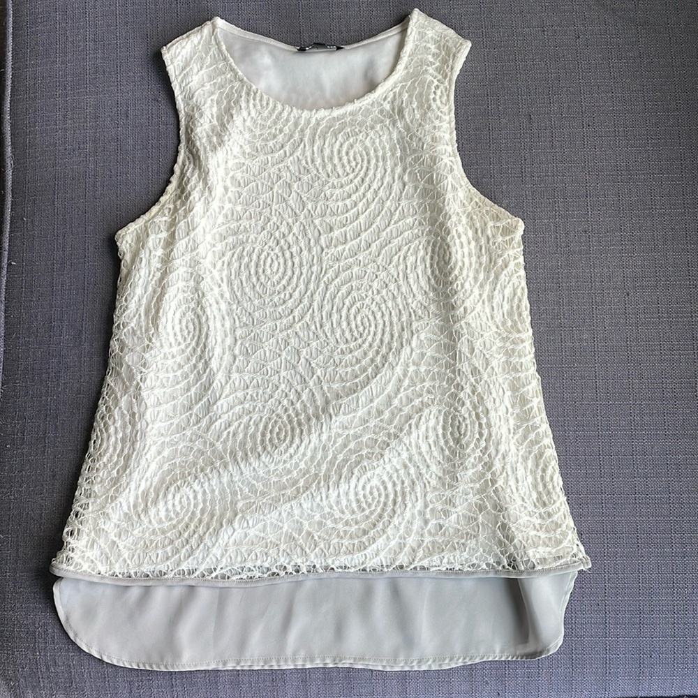 The Limited Lace Crochet Layered Hem Top Blouse Tank